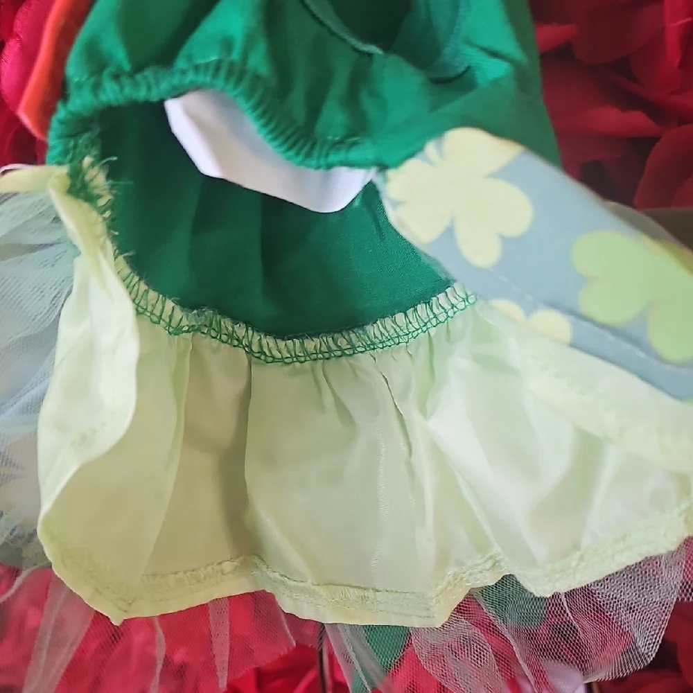 Festive Green Dog Dress with Shamrock Pattern Size Xsmall